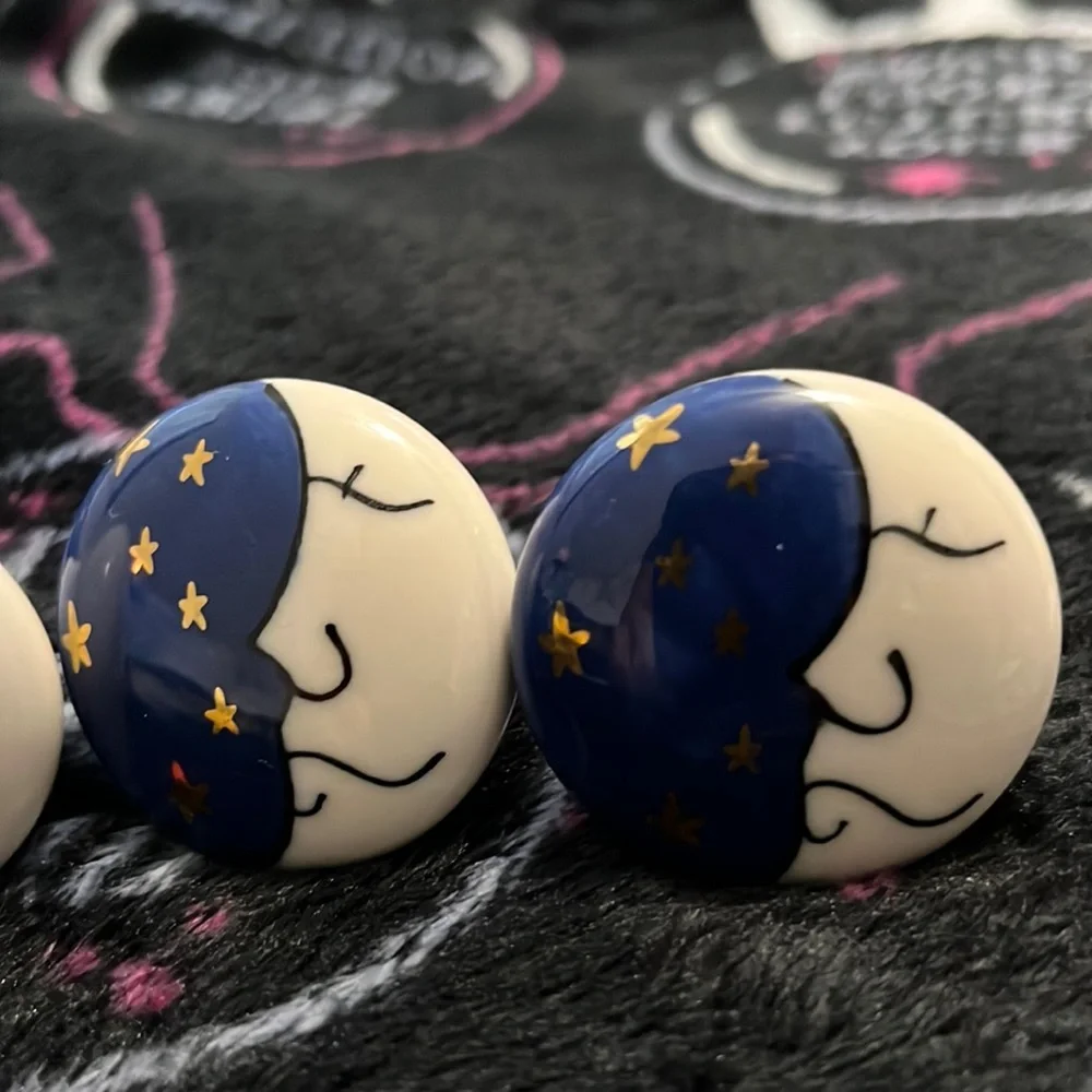 ⭐️ 3🌟STARS& MOON 🌚 DOORKNOBS 💫🌝🌑CERAMIC 🌘🌗🌖🌒